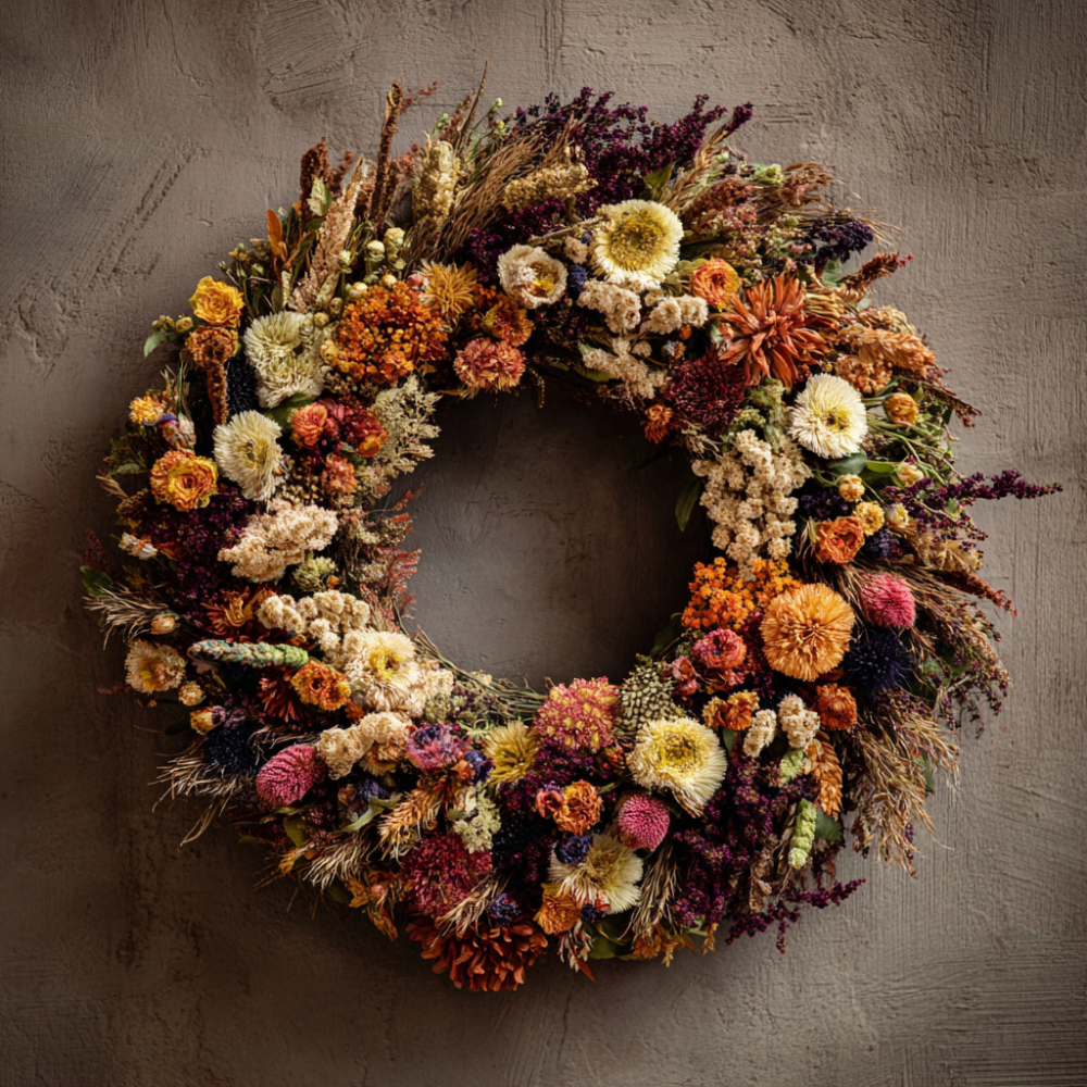 DIY Dried Flower Wreath Autumn