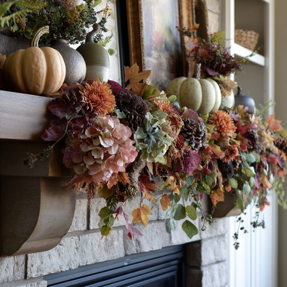 DIY Fall Garland for Fireplace Mantel (That Looks Fancy but Isn’t)