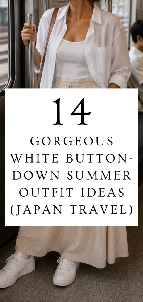 14 Chic White Button-Down Summer Outfit Ideas for Japan Travel 