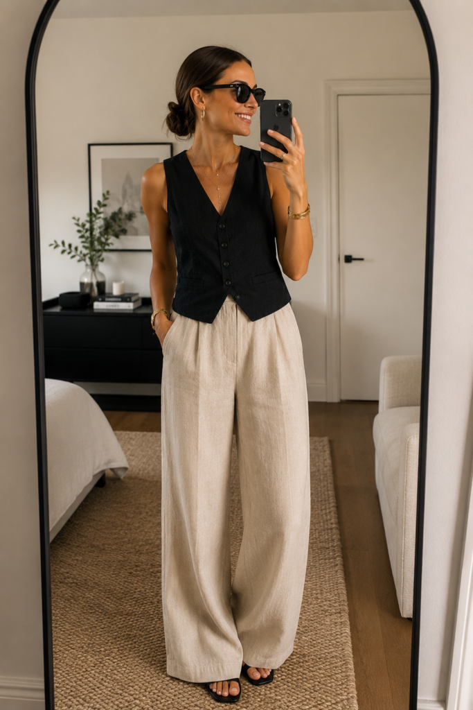 Linen Vest Outfit Ideas for Summer