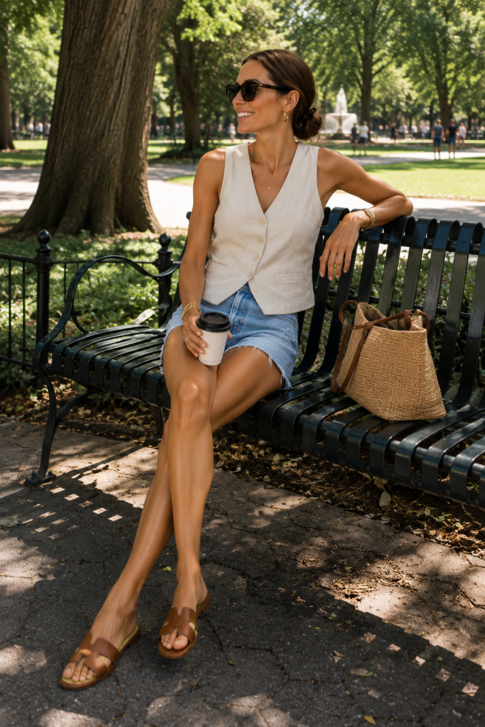 Linen Vest Outfit Ideas for Summer