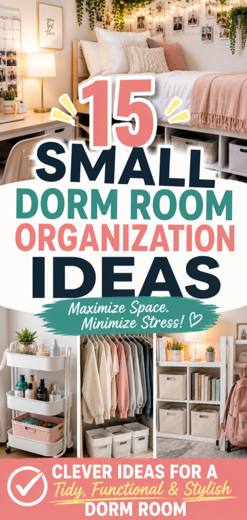 15 Small Dorm Room Organization Ideas (Simple Space-Saving Hacks That Actually Work) 🛏️