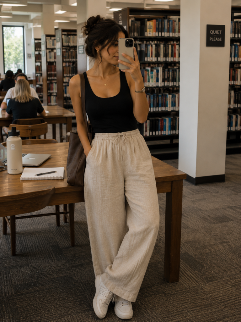 Linen Pants With Sneakers Summer Outfit Ideas