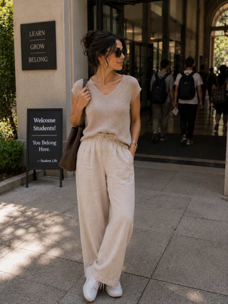 Linen Pants With Sneakers Summer Outfit Ideas