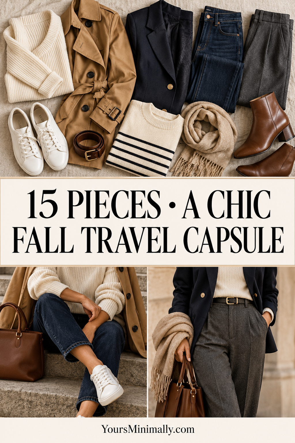 A 15-Piece Fall Travel Capsule That Makes Getting Dressed Easy — Pinterest pin with faceless outfit photos