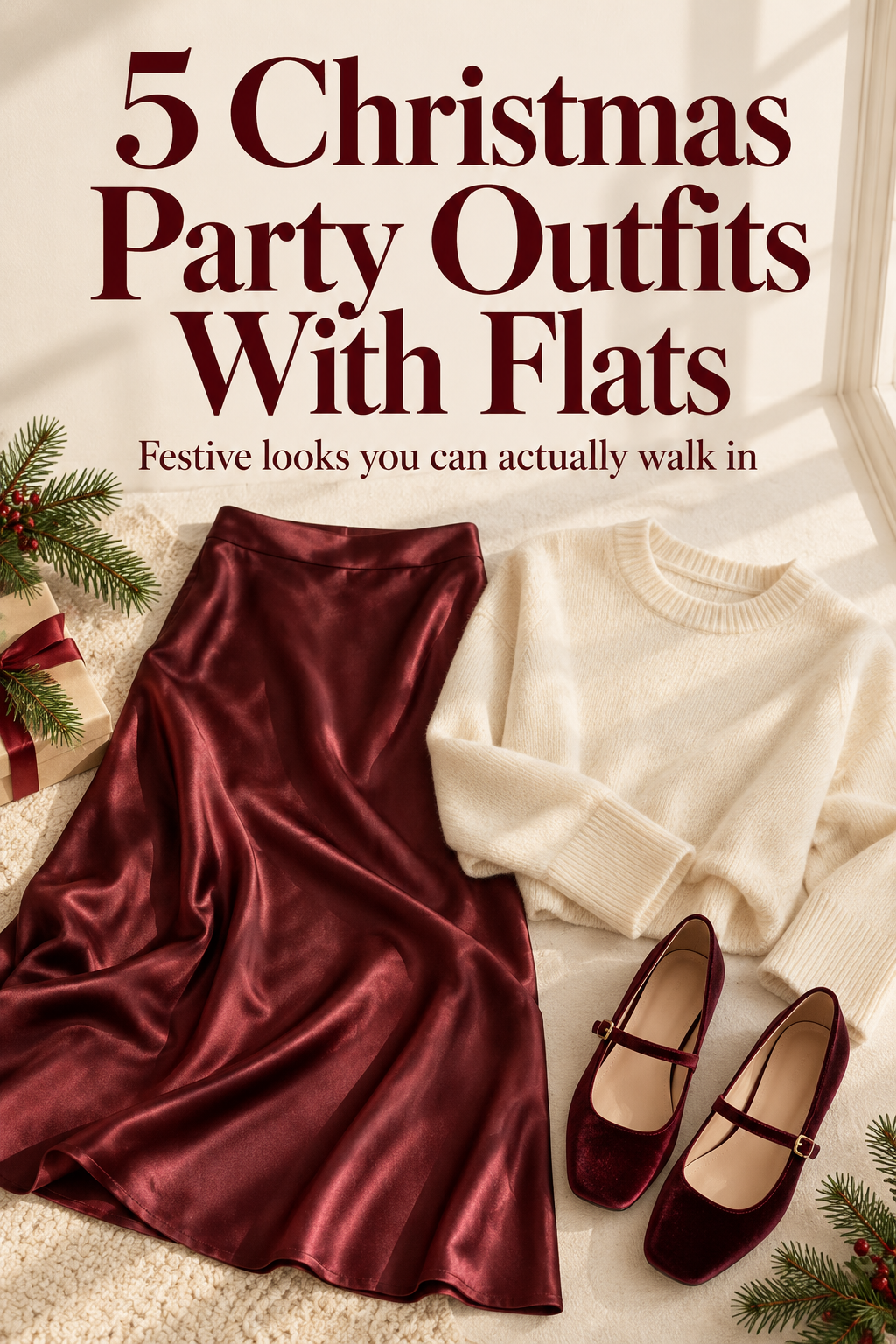 5 Christmas Party Outfits With Flats — festive looks you can actually walk in