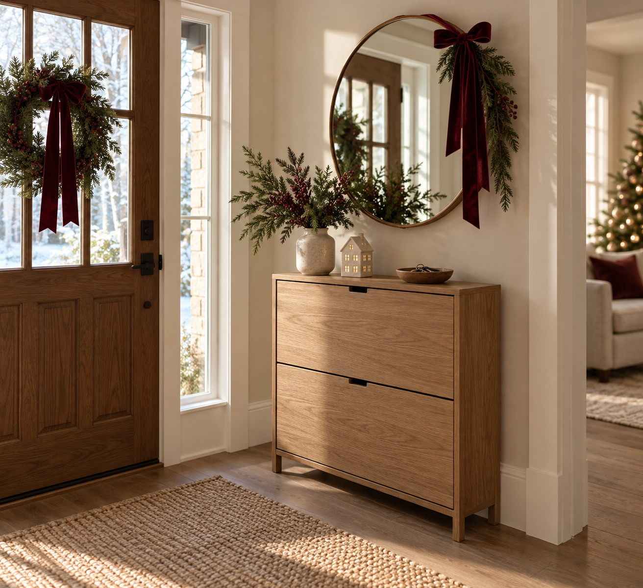 7 Small Entryway Christmas Decor Ideas That Make Coming Home Feel Festive