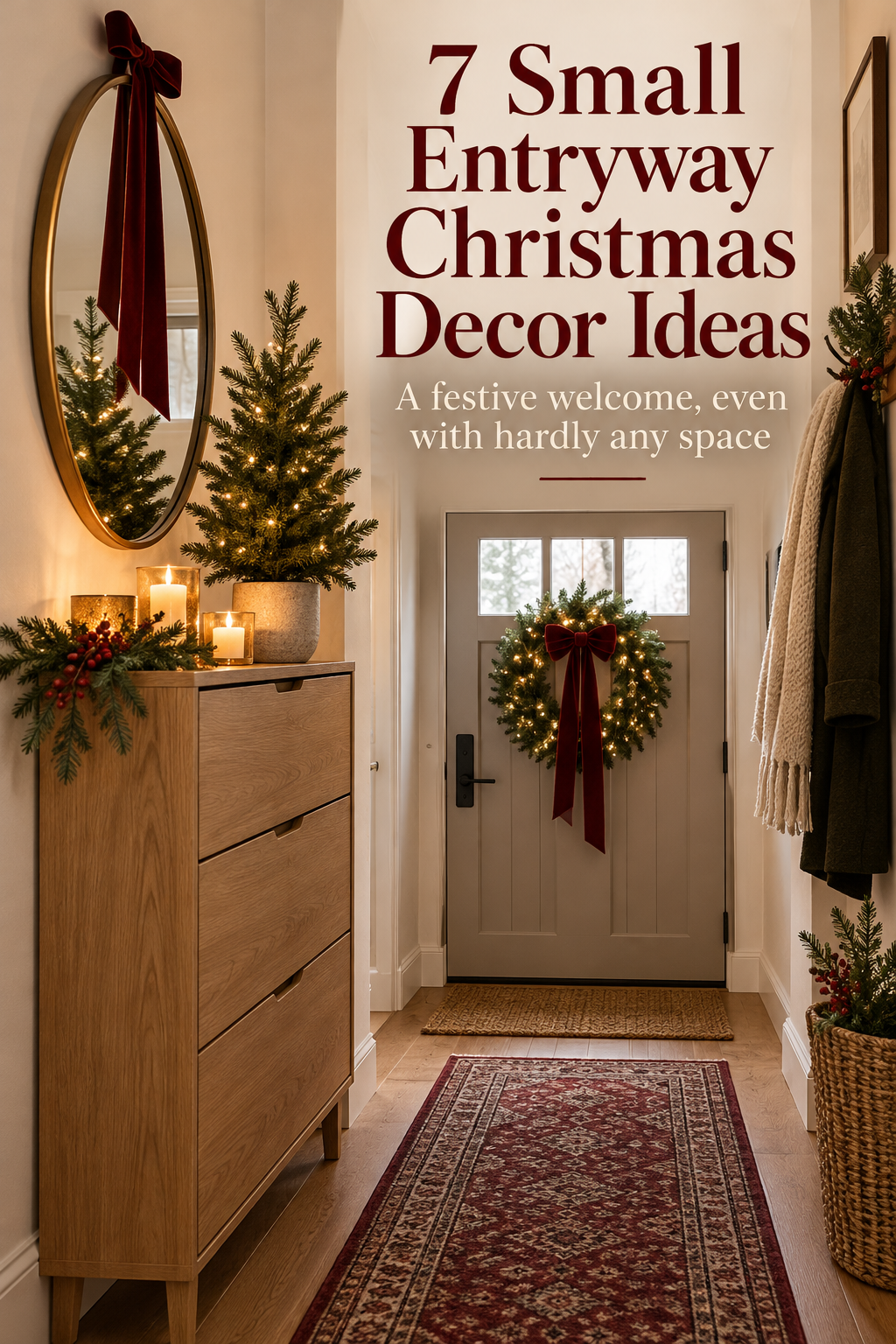 Pinterest pin: 7 Small Entryway Christmas Decor Ideas