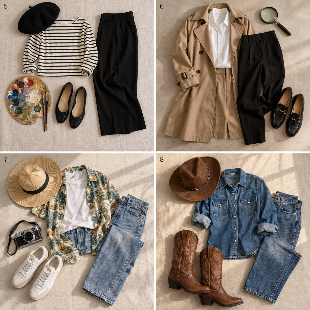 Numbered photo guide to ideas 5 through 8 for last minute Halloween costumes