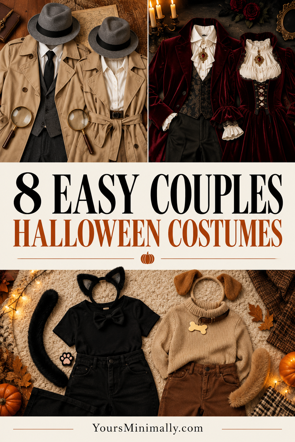 8 Easy Couples Halloween Costumes You Can Put Together Without the Stress — Pinterest pin with faceless photos