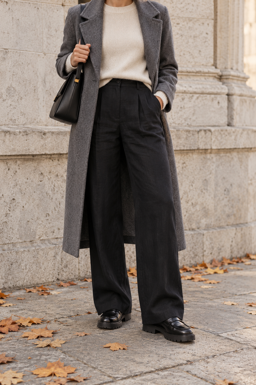 Chunky Loafers + Black Linen Pants — outfit styling inspiration