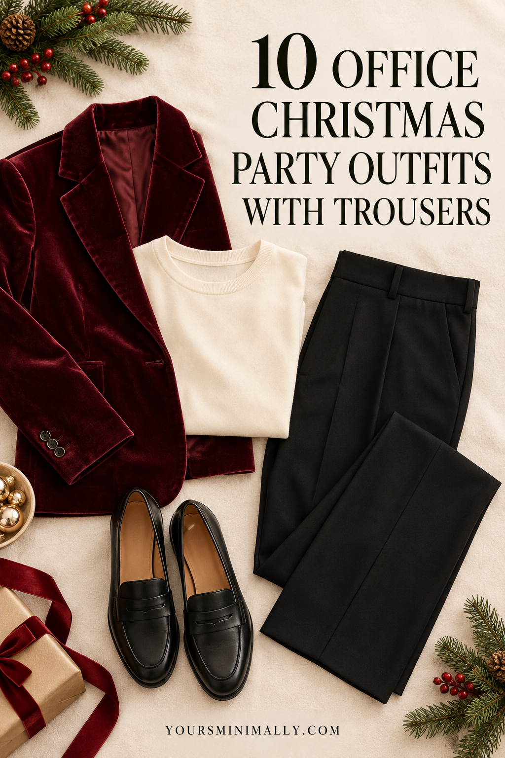 10 office Christmas party outfits with trousers Pinterest pin